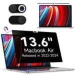 Blufury® - 13.6 inch Macbook Privacy Screen Filter | Anti-Spy Double-Sided HD Glass | Protects Confidential Data from Side Viewing