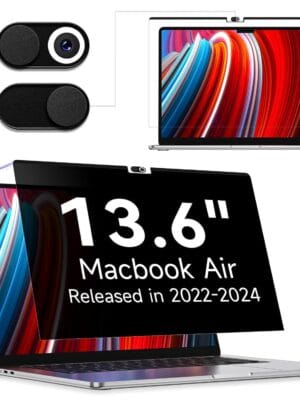 Blufury® - 13.6 inch Macbook Privacy Screen Filter | Anti-Spy Double-Sided HD Glass | Protects Confidential Data from Side Viewing