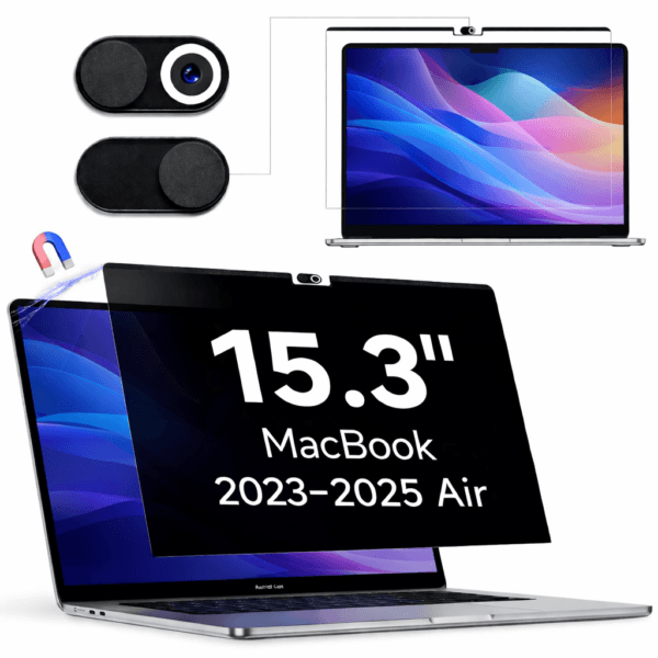 Blufury® - 15.3 inch Macbook Privacy Screen Filter | Anti-Spy Double-Sided HD Glass | Protects Confidential Data from Side Viewing