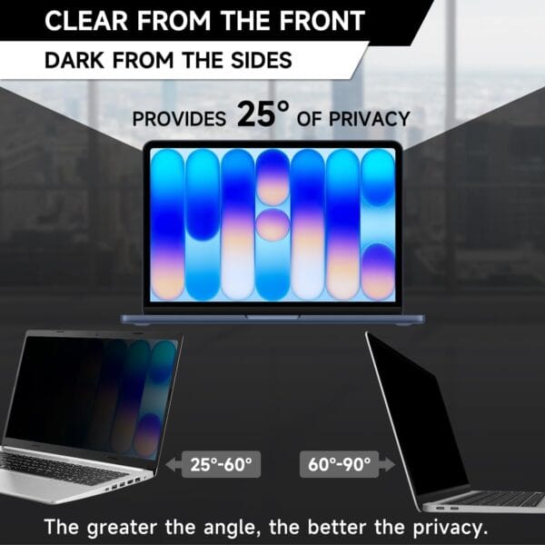 Blufury® - 15.6 Inch Laptop Privacy Screen Filter, Anti-Spy Double-Sided HD Glass | Protects Confidential Data from Side Viewing |16:9