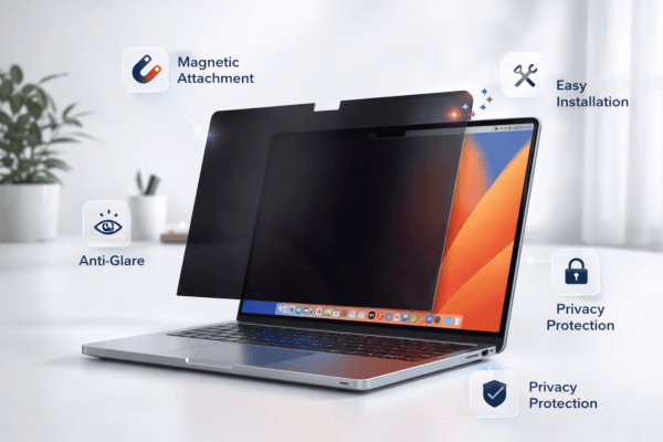 Blufury® - 13.3 Inch Magnetic Privacy Screen Filter for MacBook | 2-in-1 Anti-Spy & Blue Light Reduction | Removable