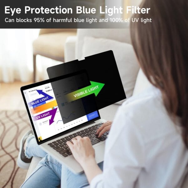 Blufury® - 15.6 Inch Laptop Privacy Screen Filter, Anti-Spy Double-Sided HD Glass | Protects Confidential Data from Side Viewing |16:9
