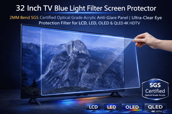 Blufury® - 32 Inch TV Blue Light Filter Screen Protector | 2MM Optical Grade Acrylic | SGS Certified Anti-Glare Eye Protection Panel