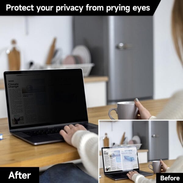 Blufury® - 15.6 Inch Laptop Privacy Screen Filter, Anti-Spy Double-Sided HD Glass | Protects Confidential Data from Side Viewing |16:9