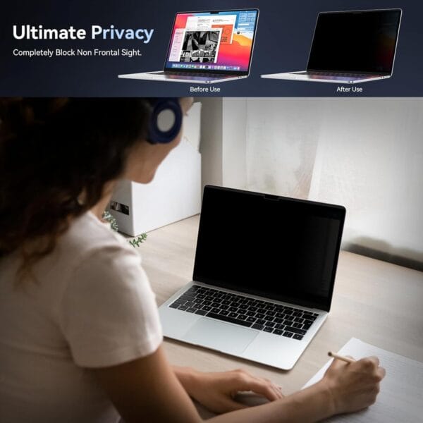 Blufury® - 15.6 Inch Laptop Magnetic Privacy Screen Filter 2in1 | Anti Glare Blue Light with Privacy Anti Spy Filter | Removable 16:9
