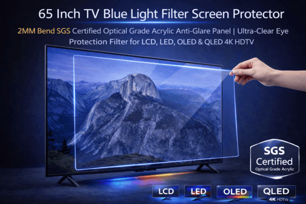 Blufury® - 65 Inch TV Blue Light Filter Screen Protector | 2MM Optical Grade Acrylic | SGS Certified Anti-Glare Eye Protection Panel