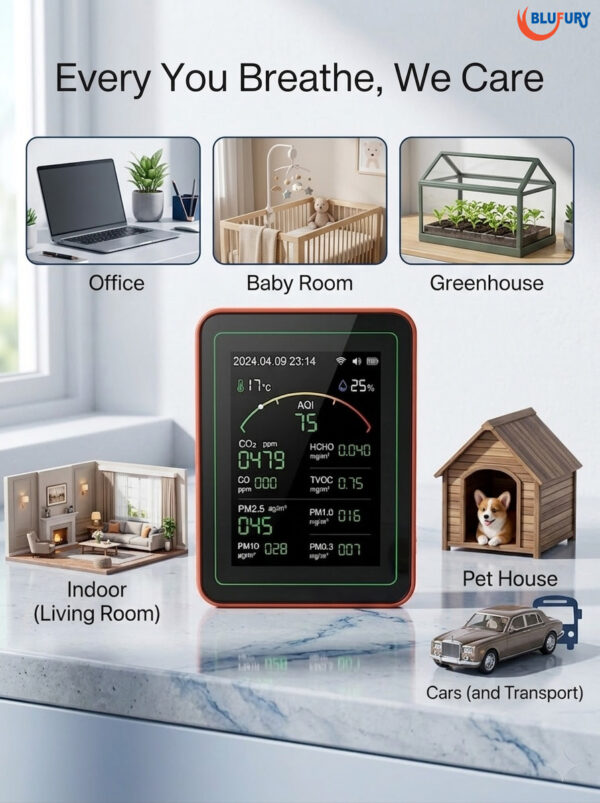 Blufury AirSense 15 Pro - WiFi Smart AQI Monitor | BLFMT15