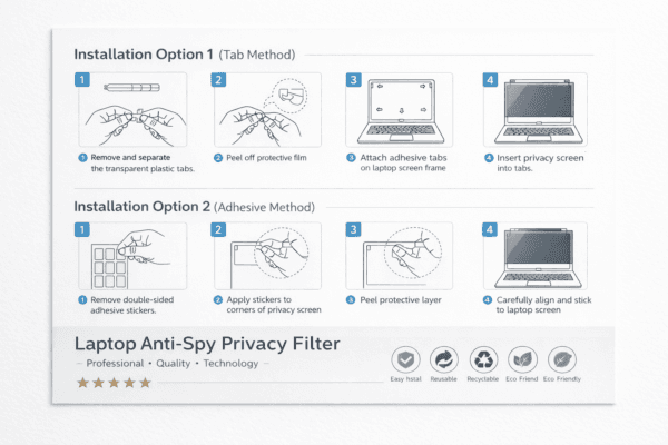 Blufury® - 15.6 Inch Laptop Privacy Screen Filter, Anti-Spy Double-Sided HD Glass | Protects Confidential Data from Side Viewing |16:9